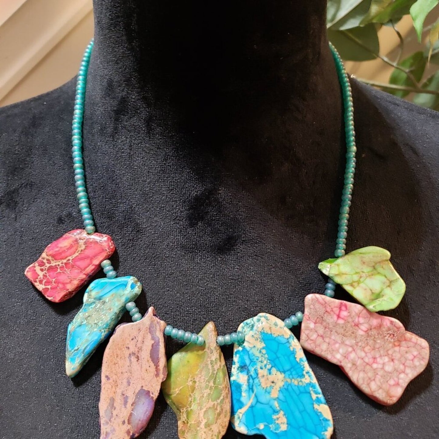 Made with Love Magnesite Turquoise Freeform Magnesite Slabs Beads Necklace