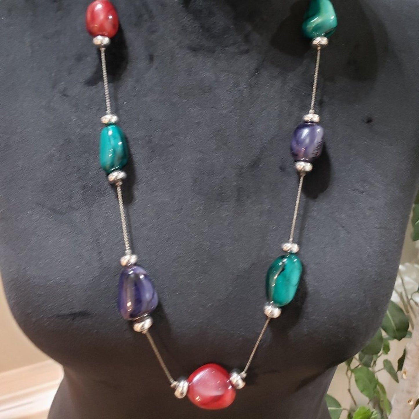 Women Fashion Multi Gemstones Gold Single Tone Necklace Jewelry w/ Lobster Clasp
