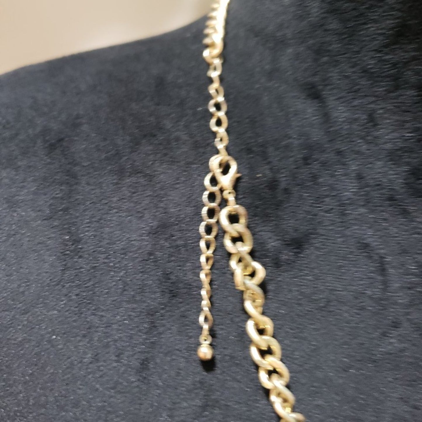 Womens Fashion Gold Tone Black & White Stone Statement Necklace w/ Lobster Clasp