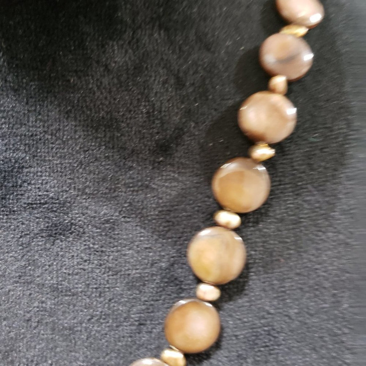 Women's Round Shape Bead Vintage Monet Brown Tint Faux Pearl Necklace