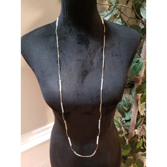 Women Fashion Aurora Borealis Crystal Beads Tubes Long Necklace Jewelry Stretchy