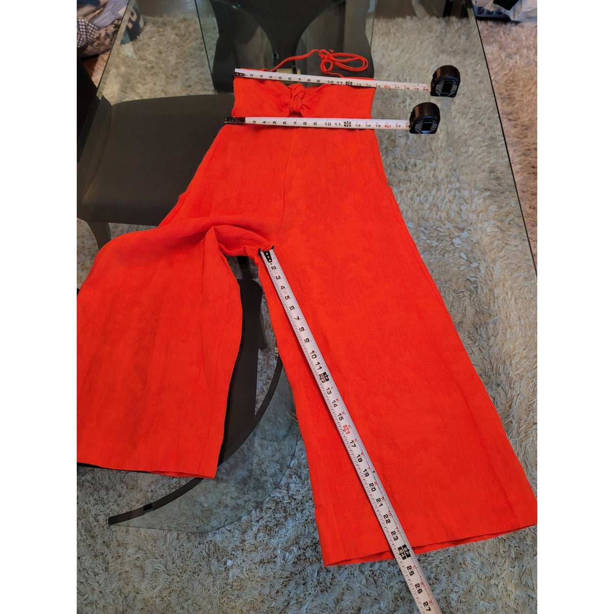 Anthropologie Elevenses Jumpsuit Women's Size US 8 Orange Halter Wide Leg Romper