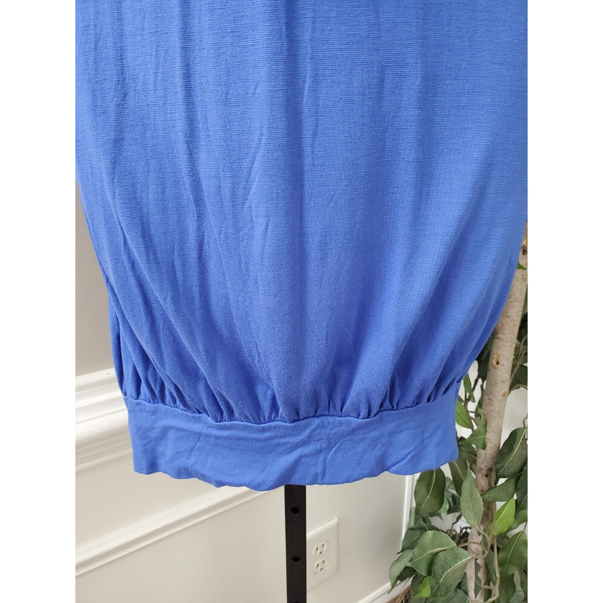Sam & Max Women Blue Solid Viscose Square Neck Short Sleeve Knee Length Dress 8