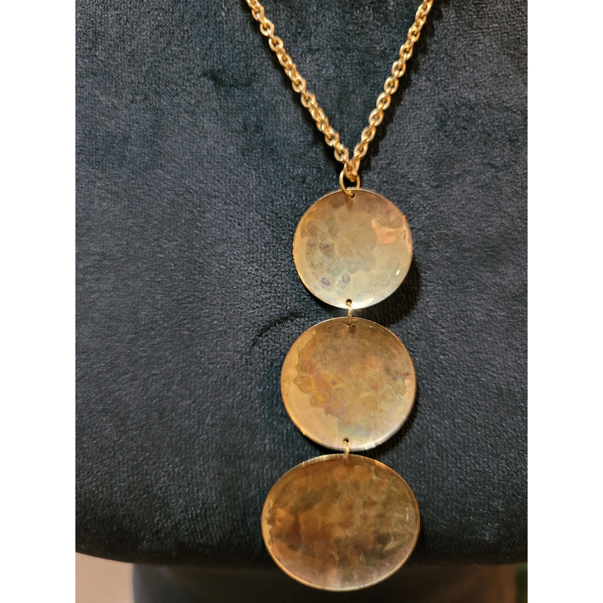 Women's Gold Triple Disc Necklace Elegant Layered Pendant Statement Jewelry