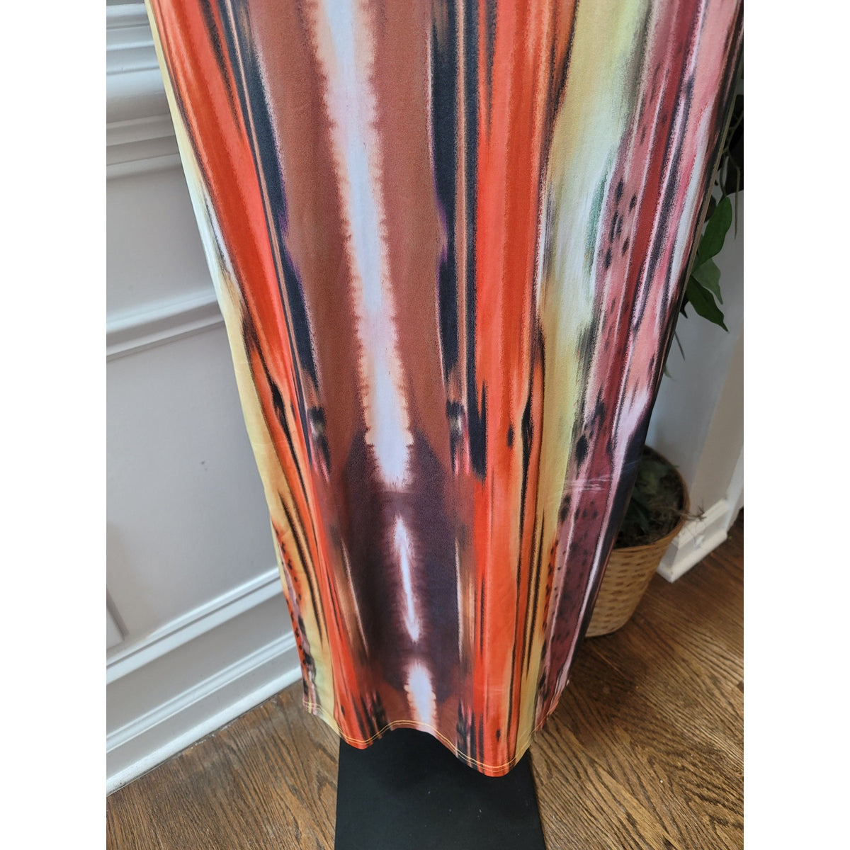 Maxi Dress Women's Size Large Multicolor Polyester Tie & Diye Long Sleeves