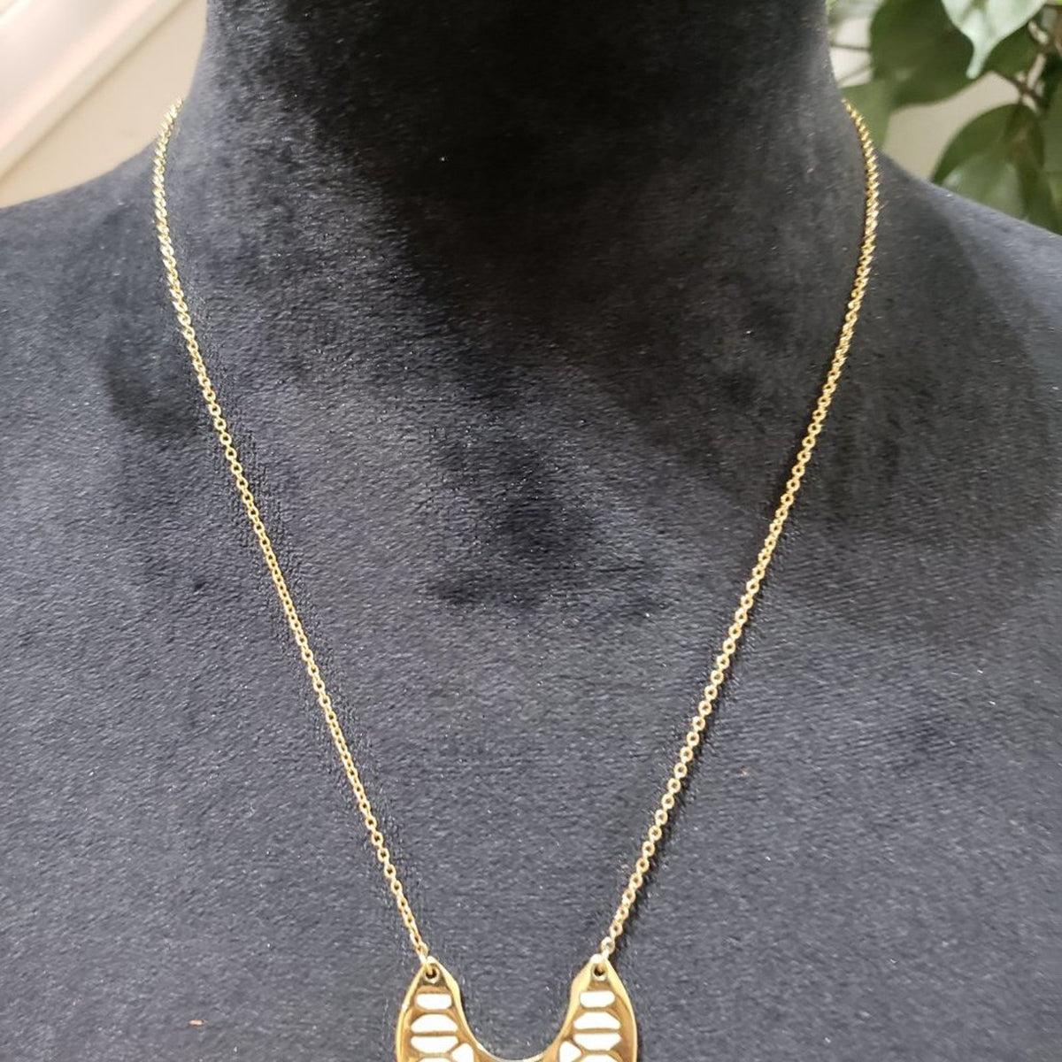 Stella & Dot Womens Gold Turquoise Blue Reversible Chain Necklace