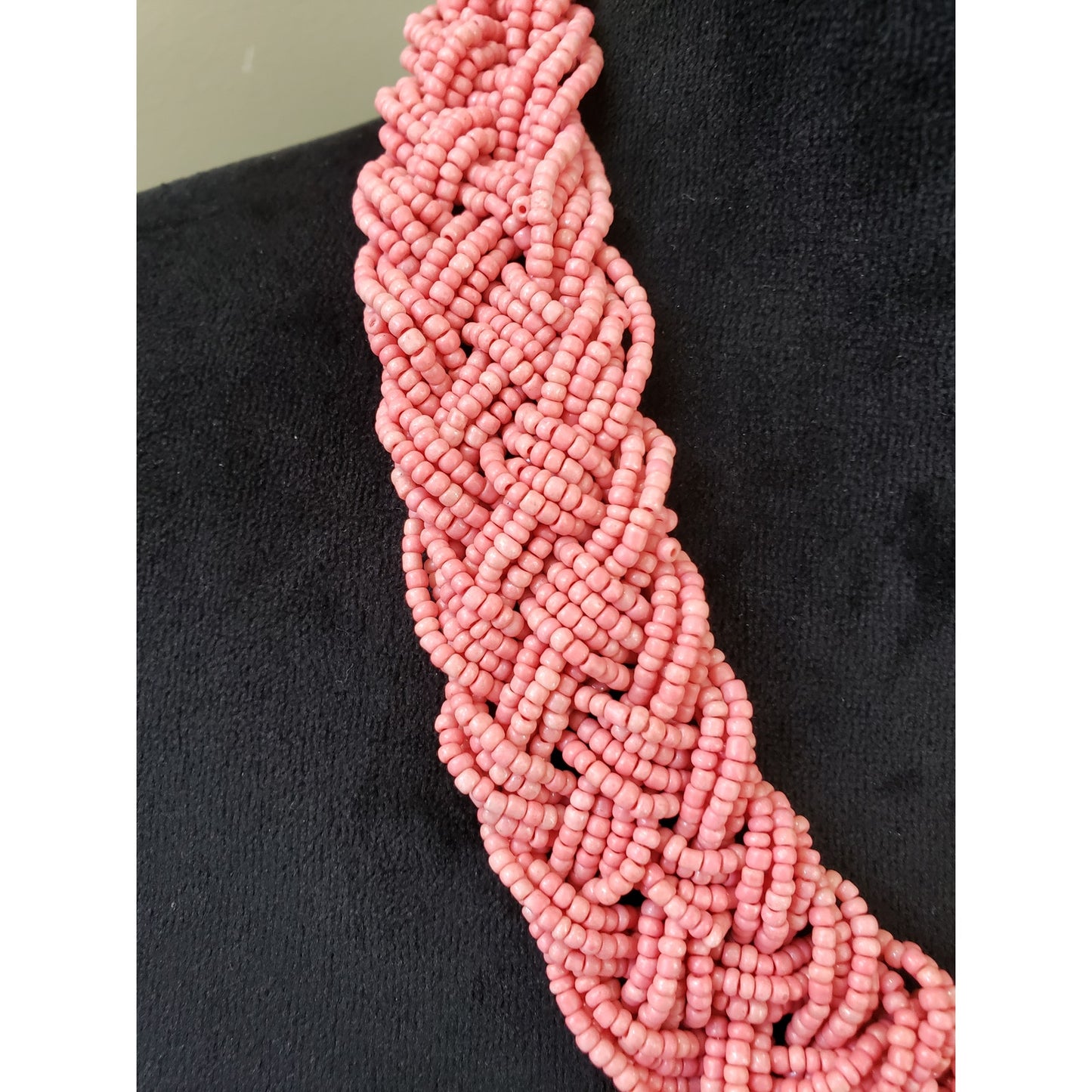 Womens Braided Coral Seed Bead Chunky Torsade Collar Necklace Jewelry w/ Lobster