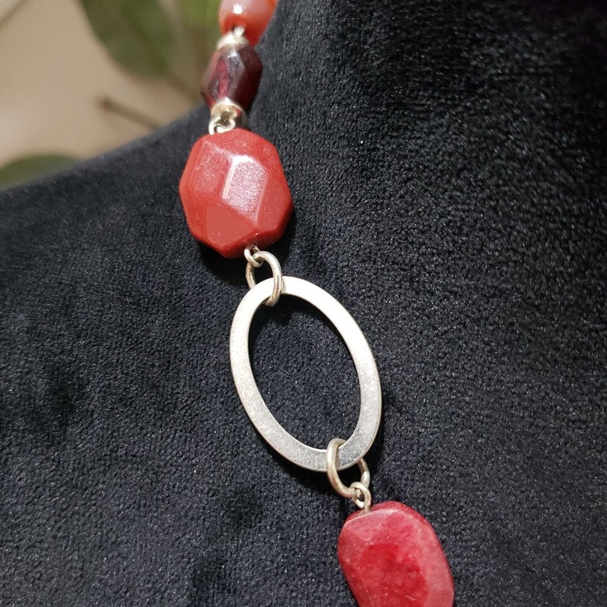 Chicos Women's Black and Red Chunky Beaded Fashion Jewelry Necklace