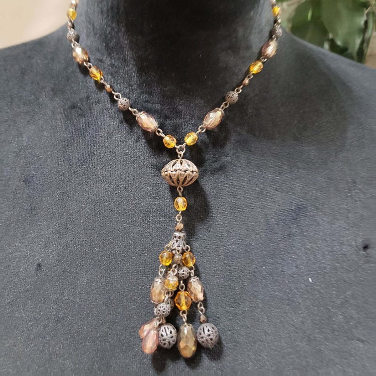 Womens Ethnic Boho Style Beaded Art Deco Tassel Charm Necklace w/ Lobster Clasp