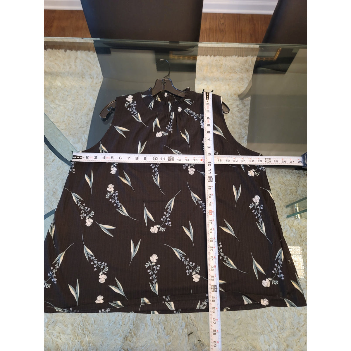 Apt. 9 Blouse Top Women’s Size 1X Black Floral Botanical Sleeveless Mock Neck
