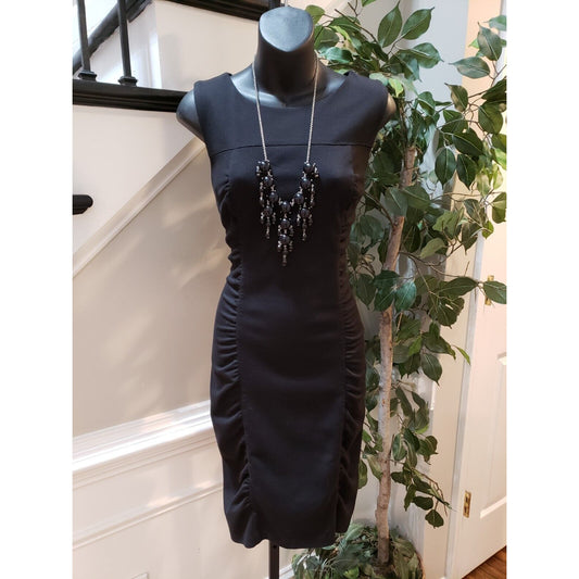 AGB Women's Black Polyester Round Neck Sleeveless Bodycon Knee Length Dress 8