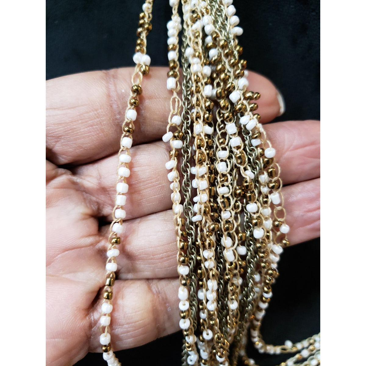 Women's Gold Multi-Strand Beaded Layered Necklace Boho Statement Jewelry