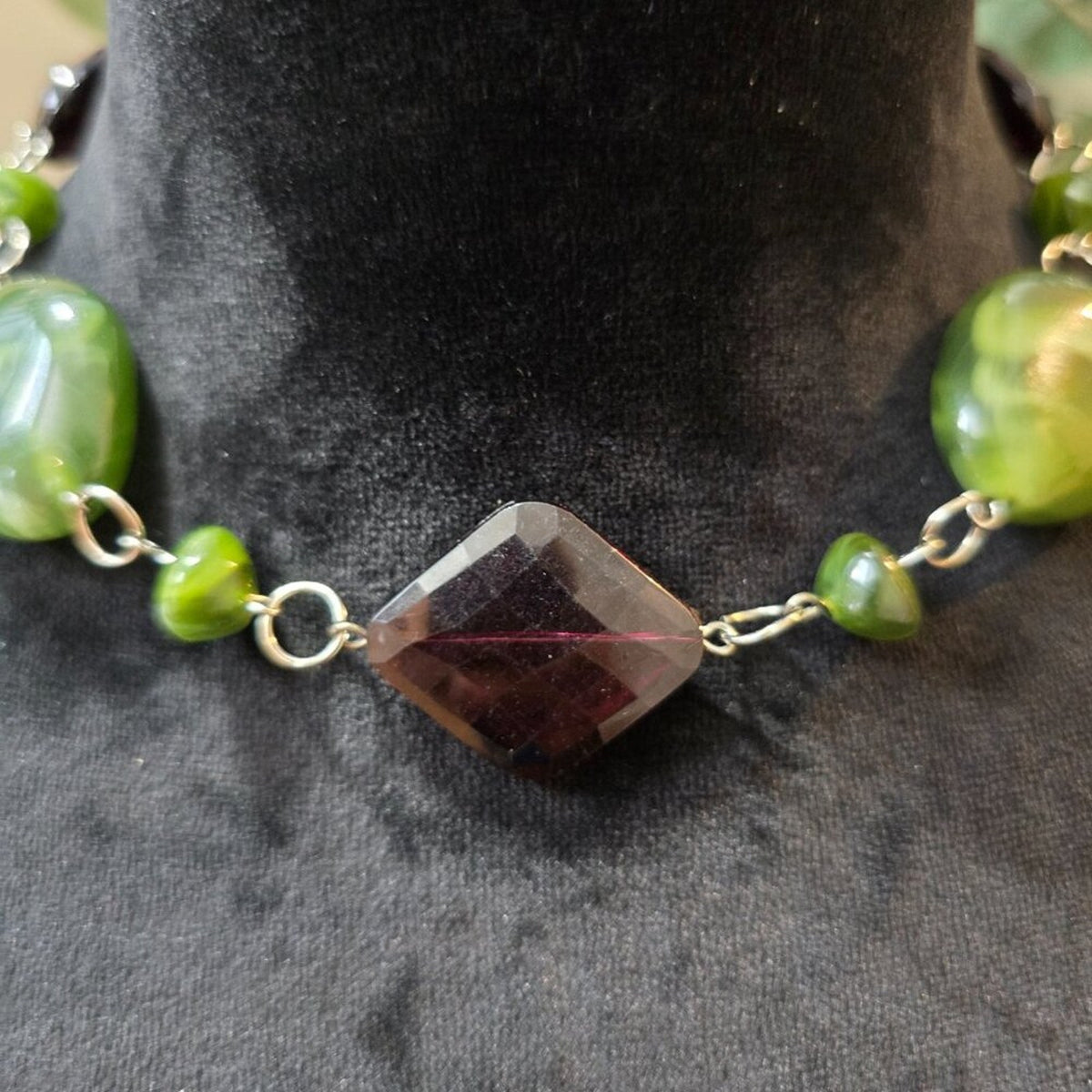 Womens Fashion Green Boulder Opal Stone Necklace Jewelry with Lobster Clasp