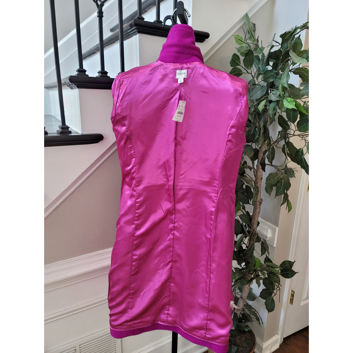 J. Crew Peacoat Women's SZ 2 Hot Pink Button Up Front Fully Lined Long Sleeve