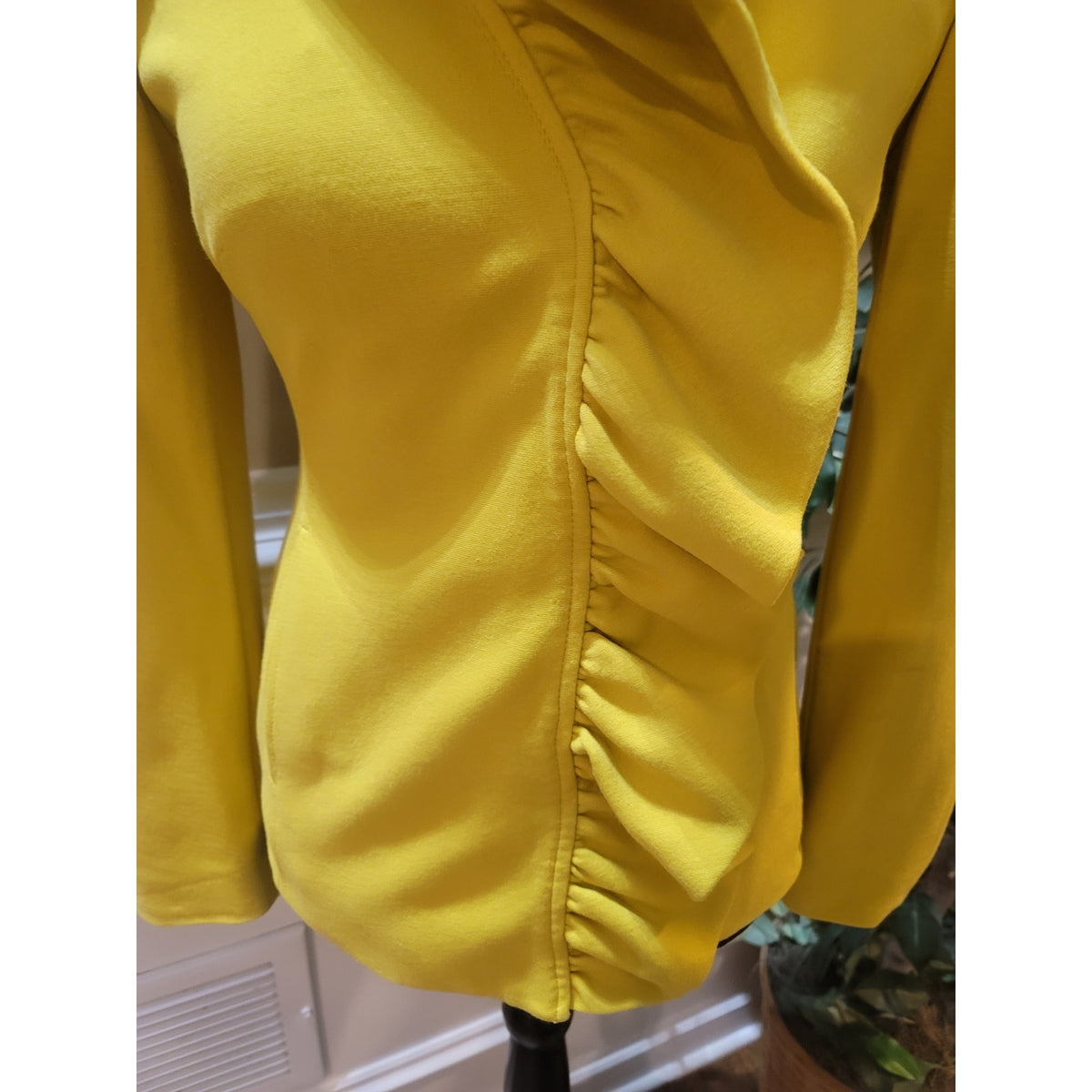International Concepts Cardigan Jacket Womens SZ XS Yellow Ruffle Long Sleeve