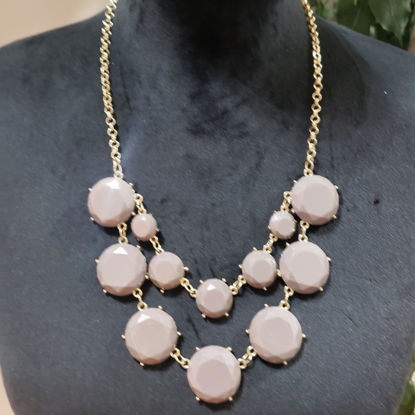 Womens Fashion Rhinestones Beaded Gold Tone Chain Statement Necklace w/ Lobster