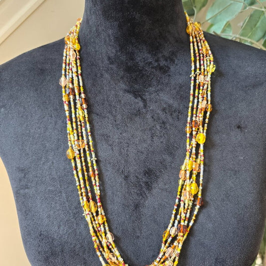 Women Fashion Multicolor Seed Beads Multiple Layered Necklace Jewelry