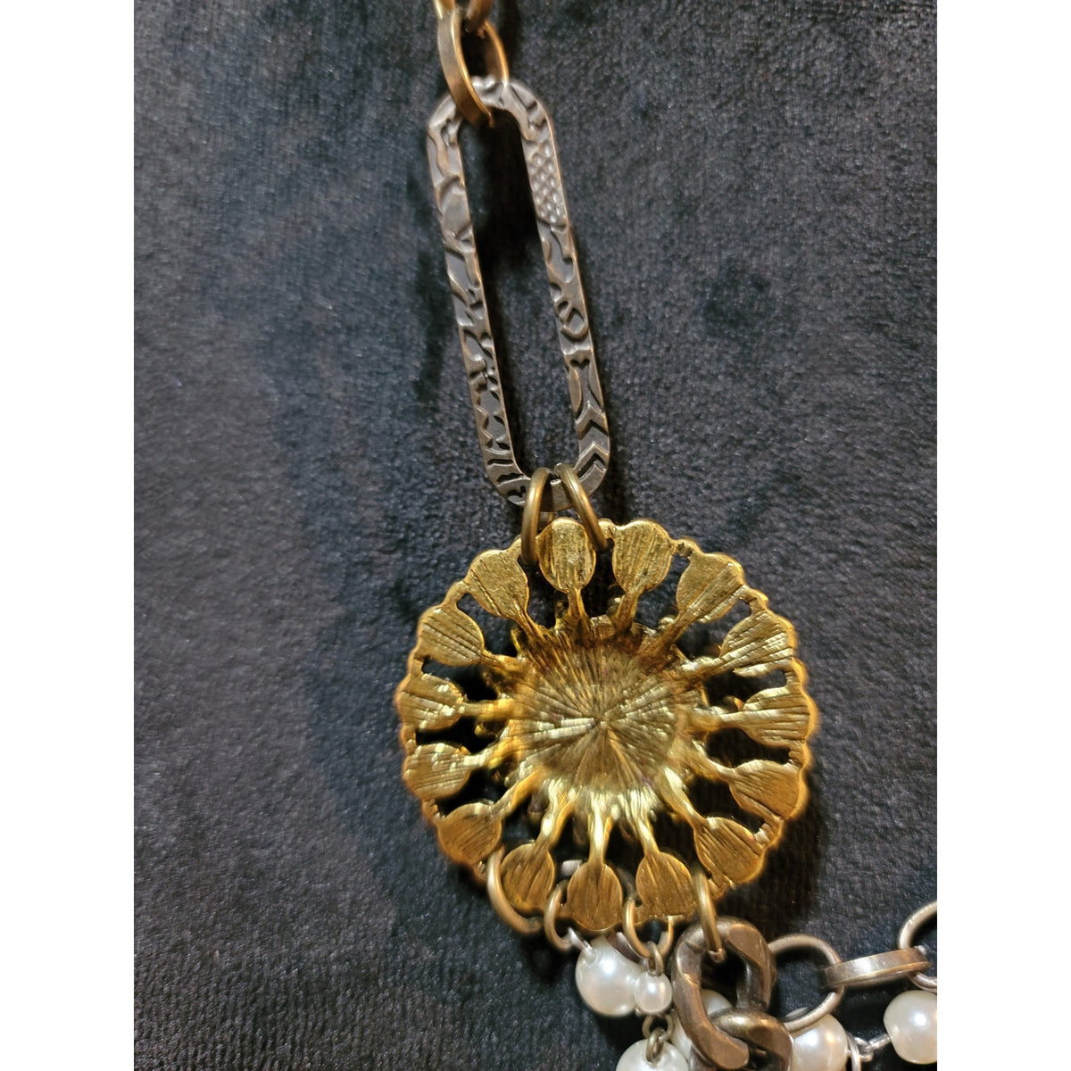 Plunder Women's Statement Necklace with Pearls Rhinestones and Flower Detailing