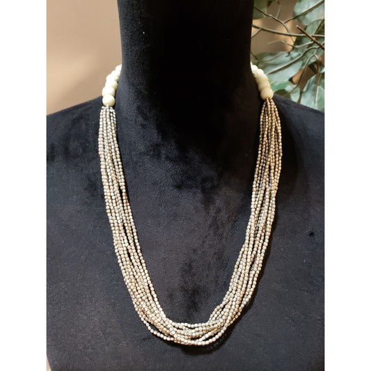 Womens Fashion Multi Strand Faceted Nuggets Beads Statement Necklace Jewelry