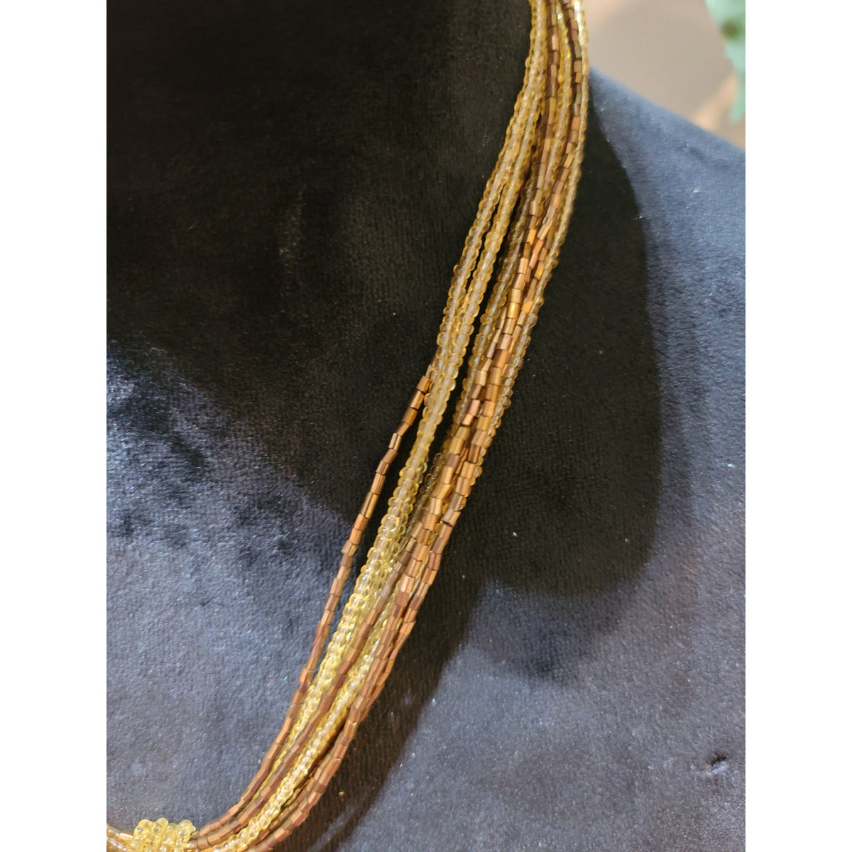 Womens Multi Strand Beaded Necklace With Brown Pendant And Lobster Clasp Closure