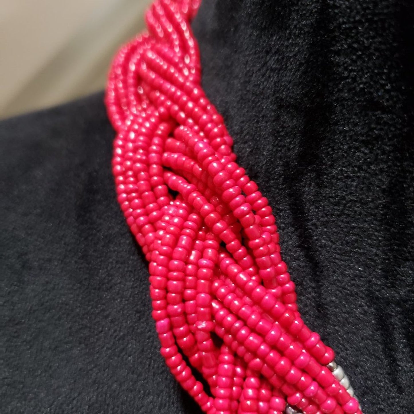 Womens Fashion Blingg Bohemian Braided Beaded Choker Necklace with Lobster Clasp