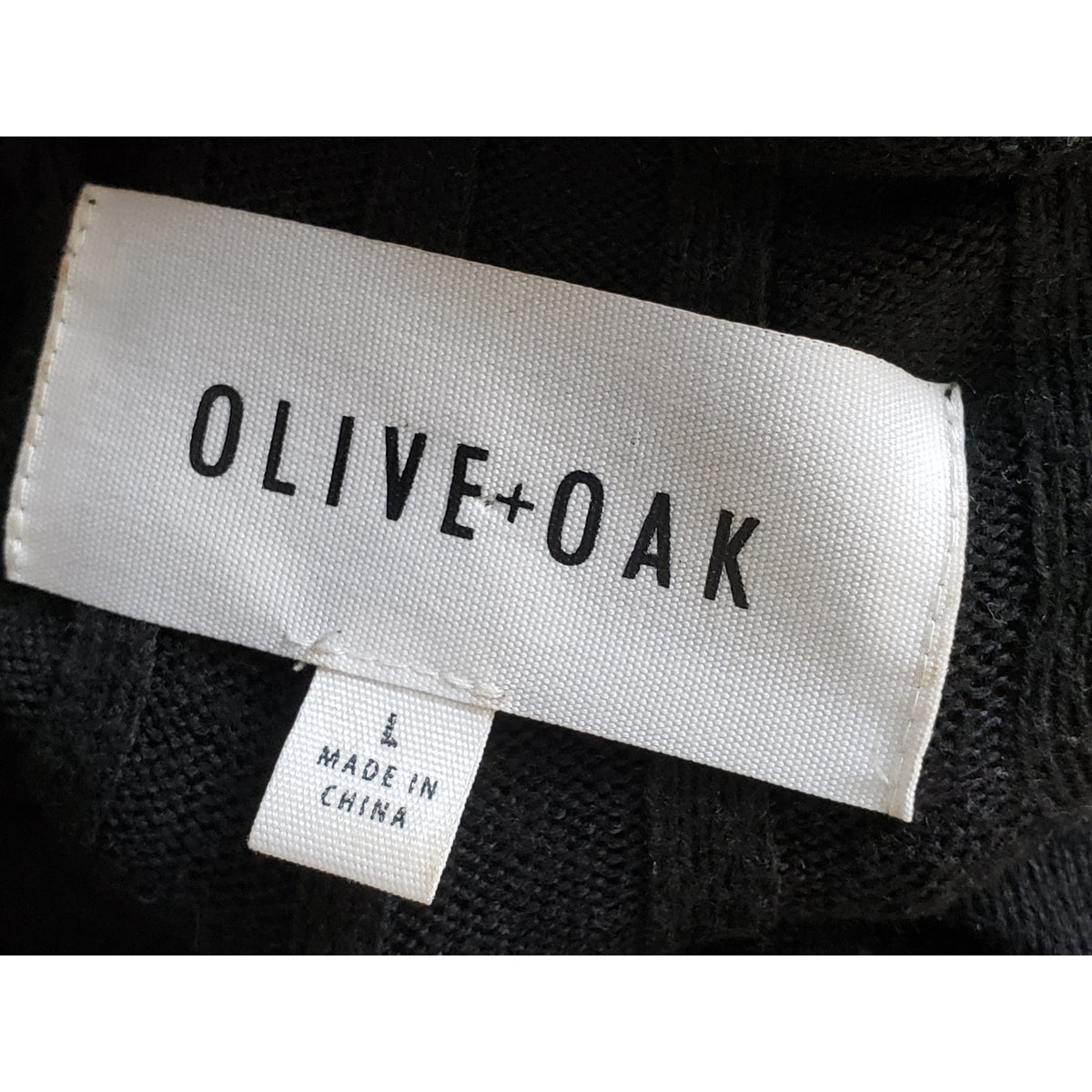 Olive + Oak Knee Length Dress Women's Large Black Ribbed Sleeveless Mock Neck
