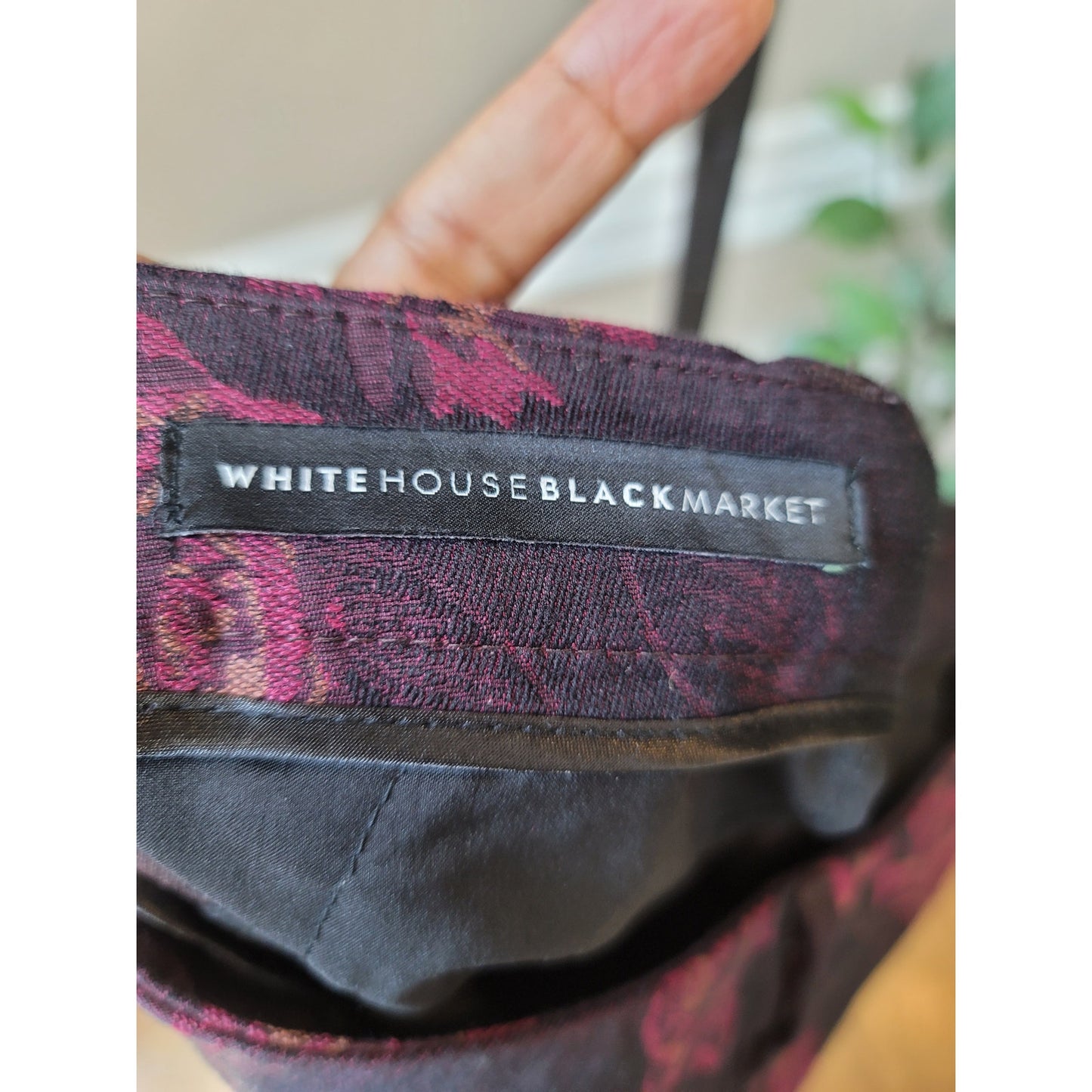 White House Black Market Pants Women's 8 Burgundy Floral Slim Ankle Stretch