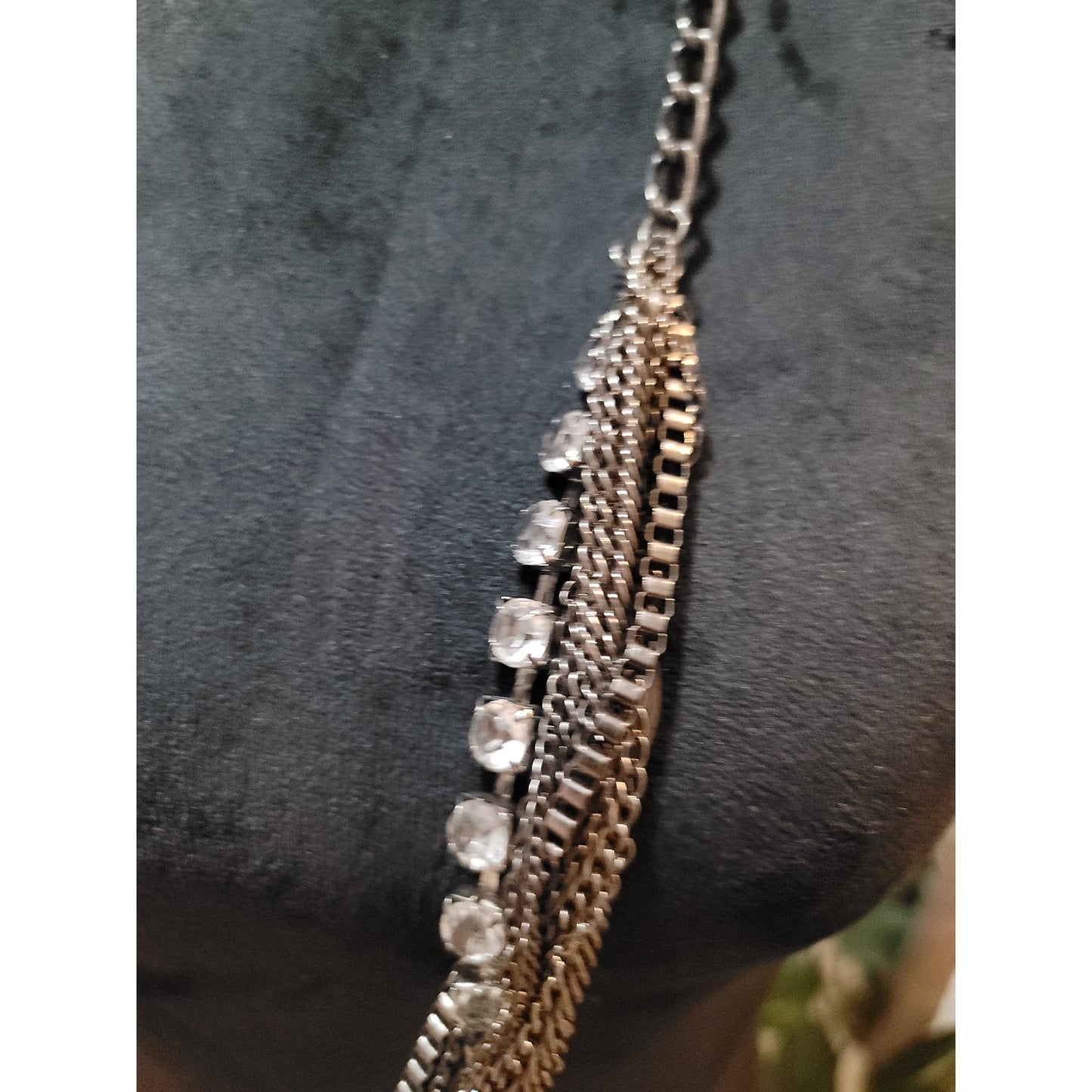 Women's Silver Tone Multi Layer Rhinestone Chain Necklace With Lobster Clasp