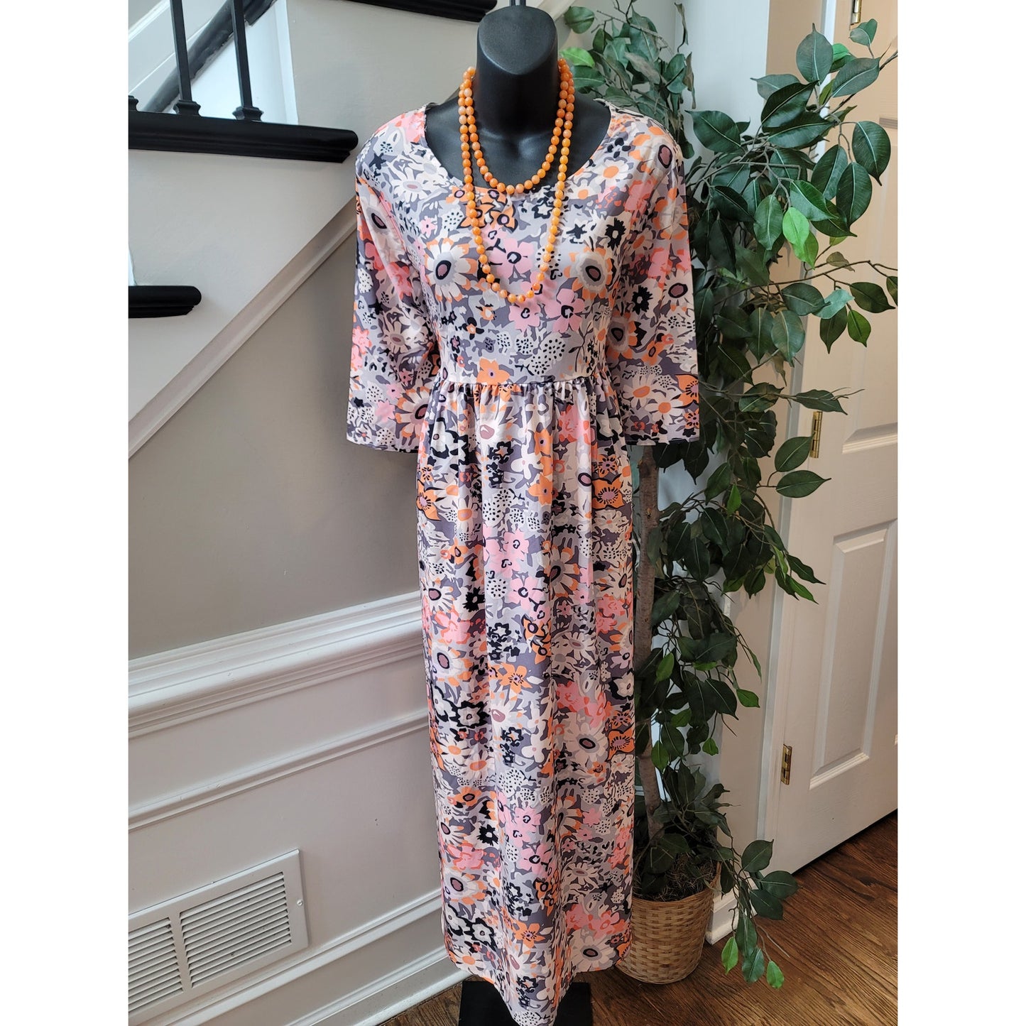 Made With Love Floral Maxi Dress Women Size L Multicolor Sustainable Boho