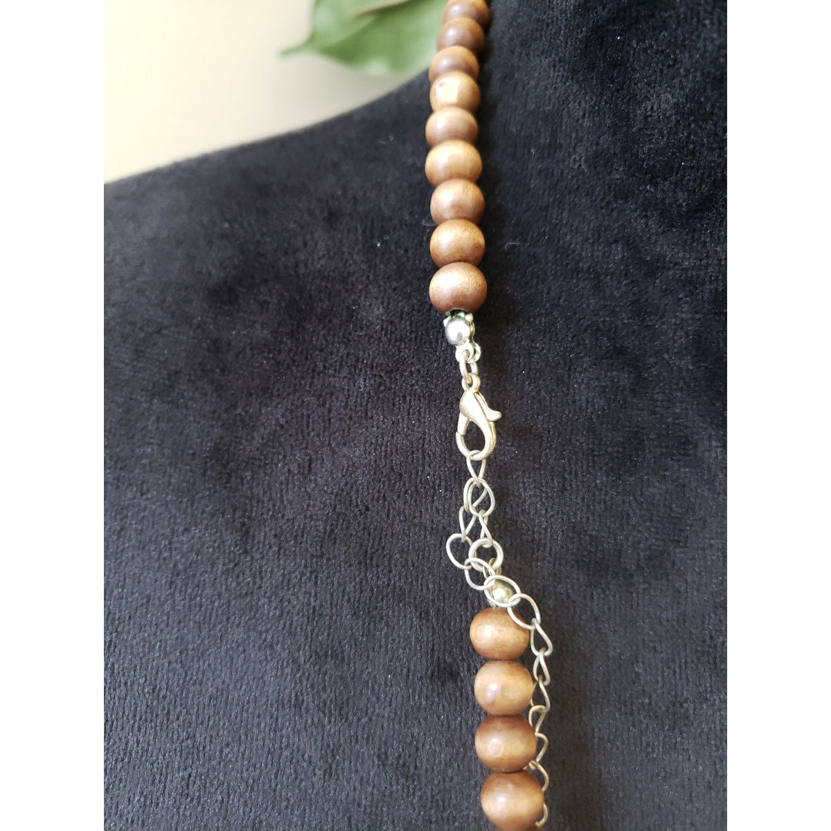 Womens Fashion Jasper Wooden Beads Chain Yellow Tassel Lariat Necklace Jewelry