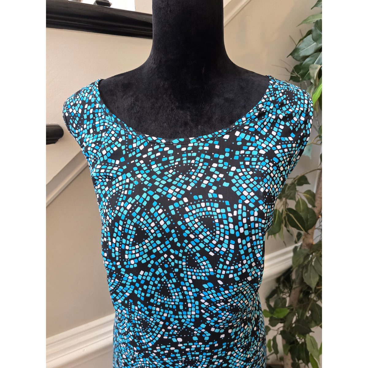 Maggie Barnes Shift Dress Women's SZ 20W Multicolor Geometric Back Zipper Lined