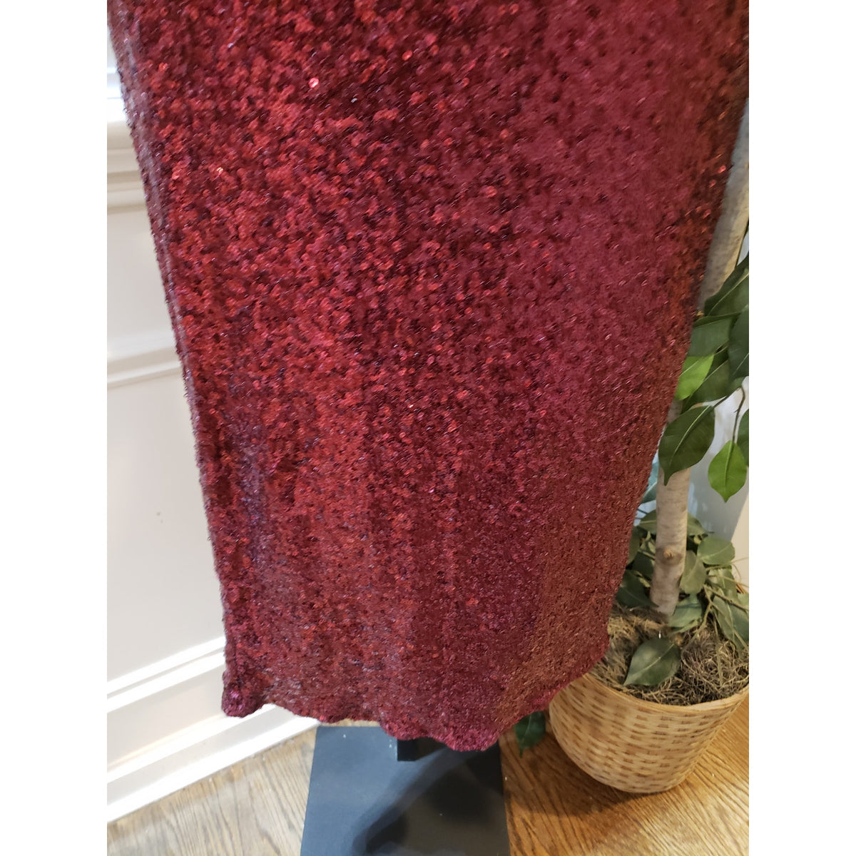 Fashion Nova Bodycon Dress Womens S Red Metallic Sequin Sleeveless Scoop Neck