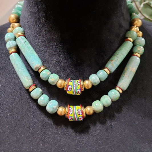 Womens Fashion Glass Round Jewelry Beaded Collar Necklace with Lobster Clasp