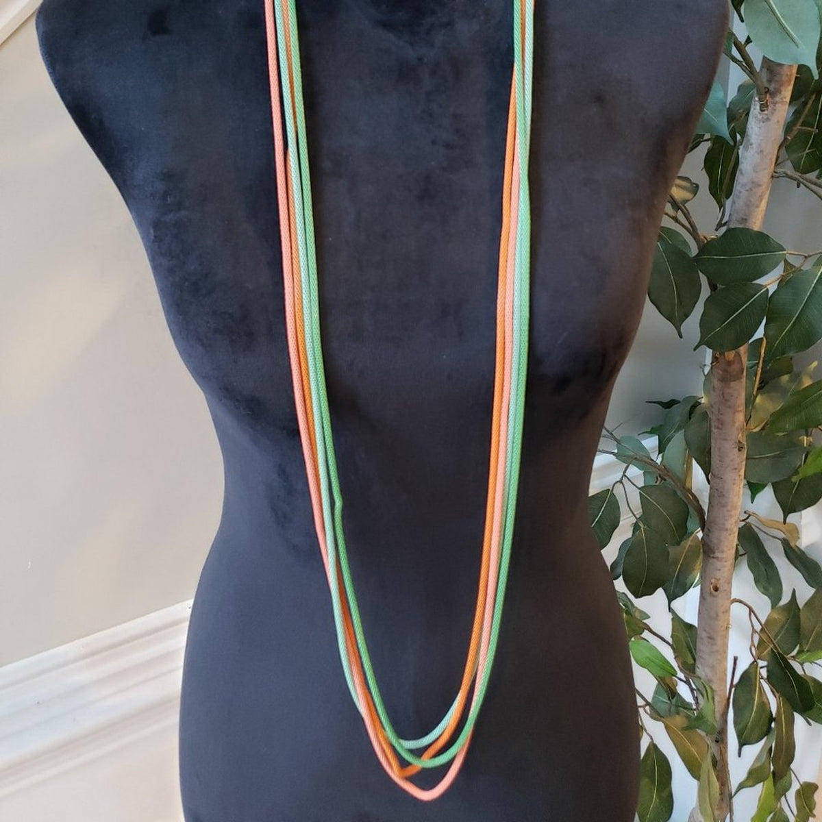 Womens Fashion Multicolor Macrame Cord Fabric Roop Long Collar Necklace Jewelry