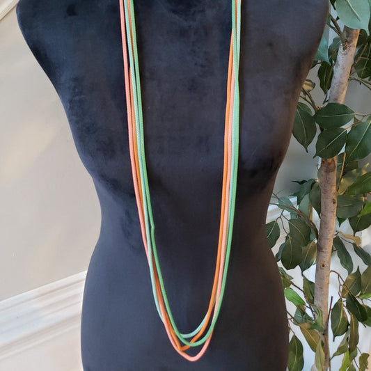 Womens Fashion Multicolor Macrame Cord Fabric Roop Long Collar Necklace Jewelry