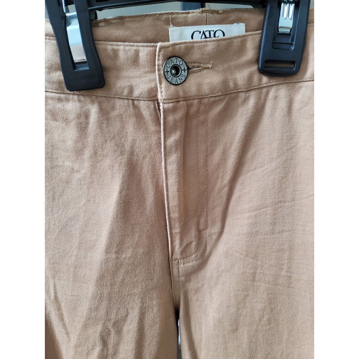 Cato Straight Leg Pants Women's Size 18W Tan Curved Patch Pockets High Rise