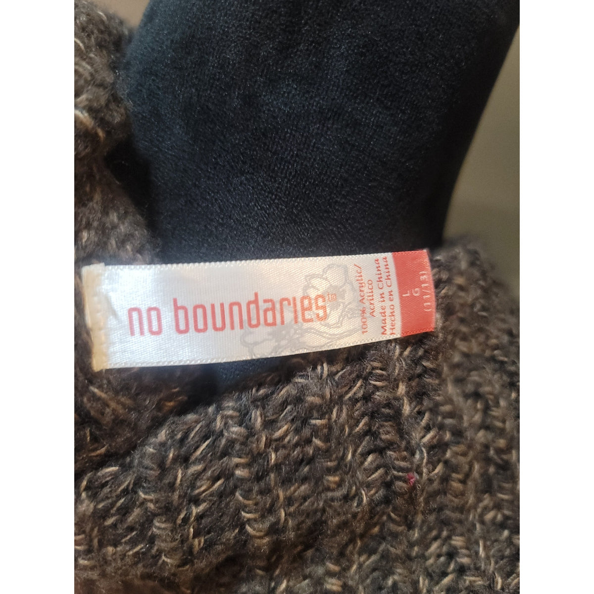 No Boundaries Long Cardigan Jacket Women's Large Brown Button Front Long Sleeve