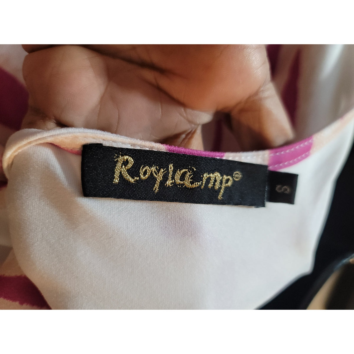 Roylamp Co-Ord Set Women's Small White/Pink Palm Leaf Round Neck Sleeveless