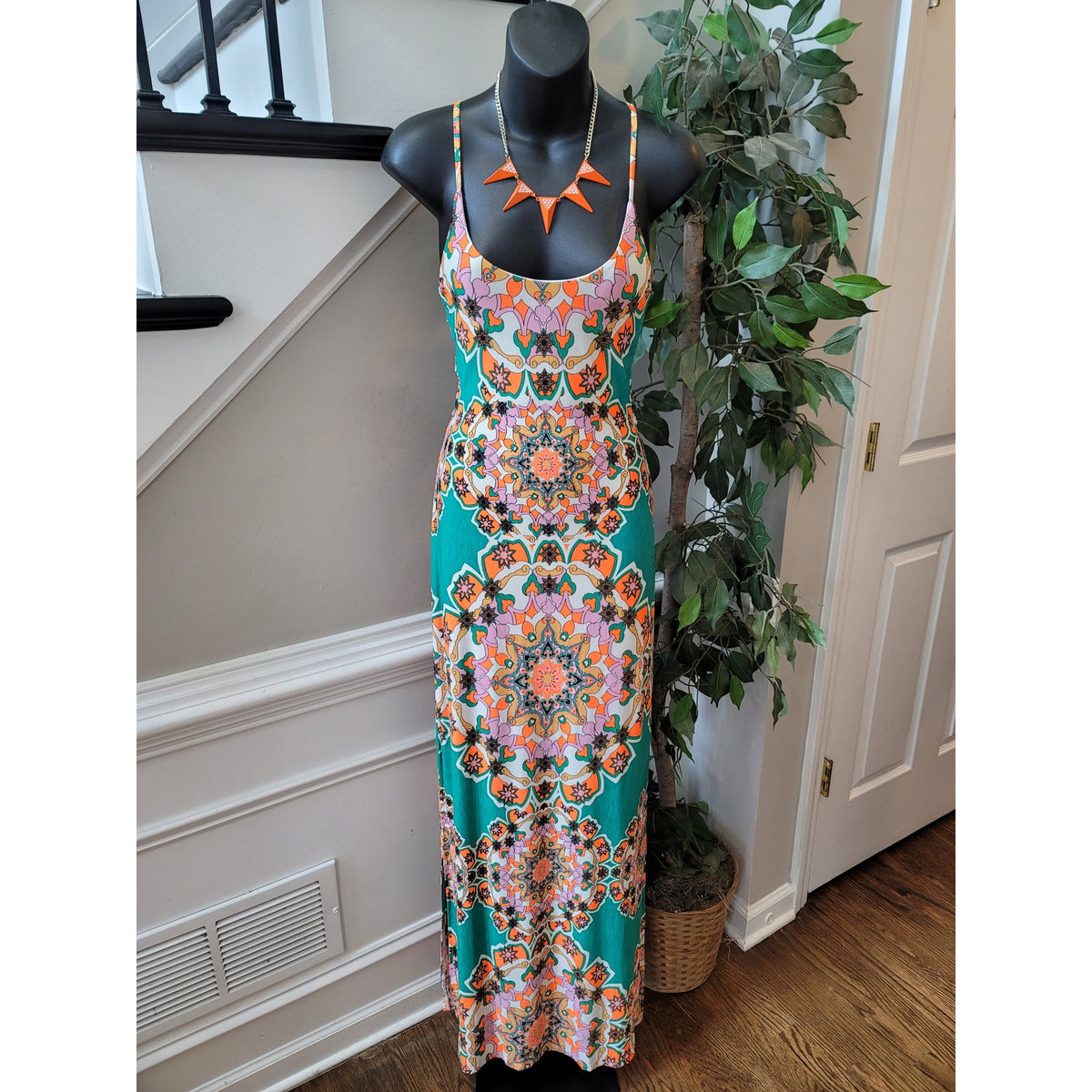 Fashion Nova Kaleidoscope Days Dress Women's Medium Multi Floral Scoop Casual