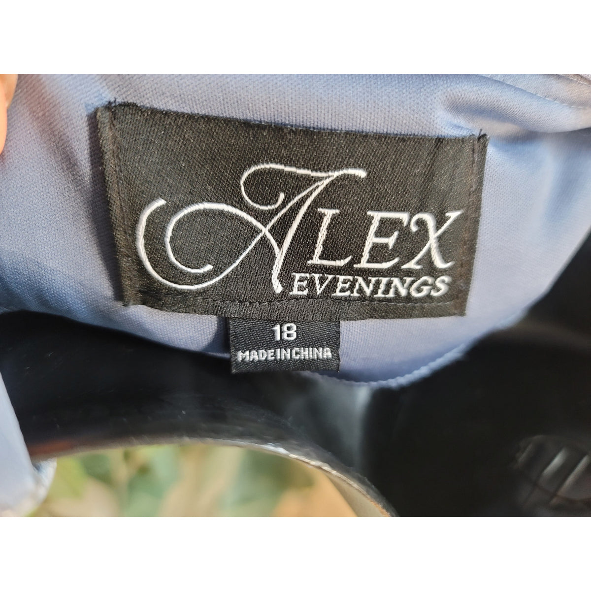 Alex Evenings Skirt Suit Women's SZ 18 Slate Blue Sequin Square Neck Back Zipper