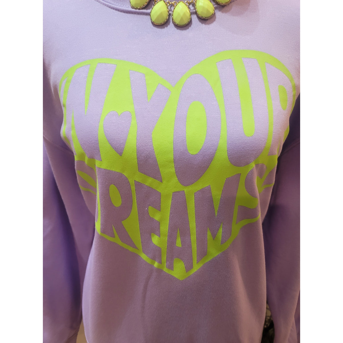 Wound Up Sweatshirt Women's M(7-9) Purple Graphic Print Drop Shoulder Crew Neck