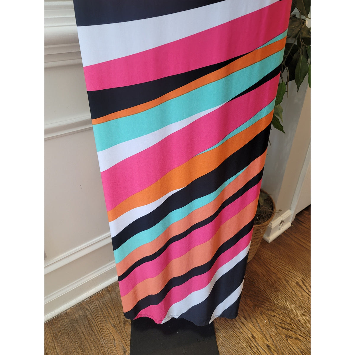 Glamour Maxi Dress Women's 18 Multi Stretch Striped Sunset Strip Scoop Casual
