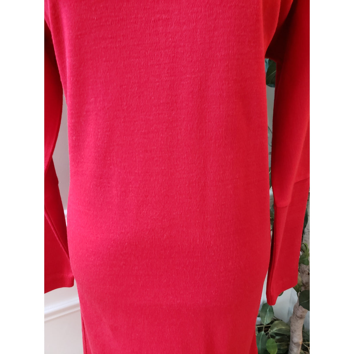 Liz Claiborne Sheath Dress Womens M Red Knit Raglan Sleeve Round Neck Back Zip