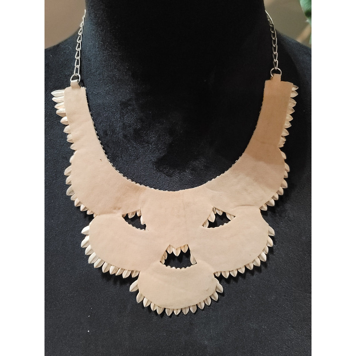 Women's Statement Layered Beaded Feather Design Necklace With Lobster Clasp Lock
