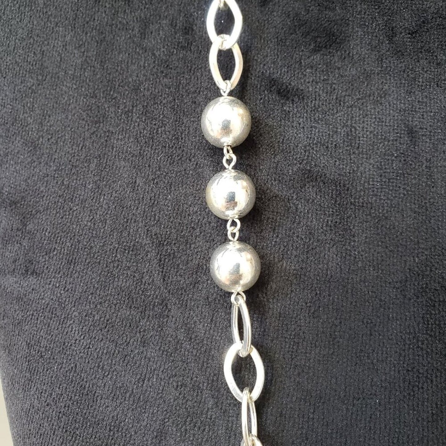 Womens Fashion Silver Tone Link Ball Chain Necklace Jewelry with Lobster Clasp