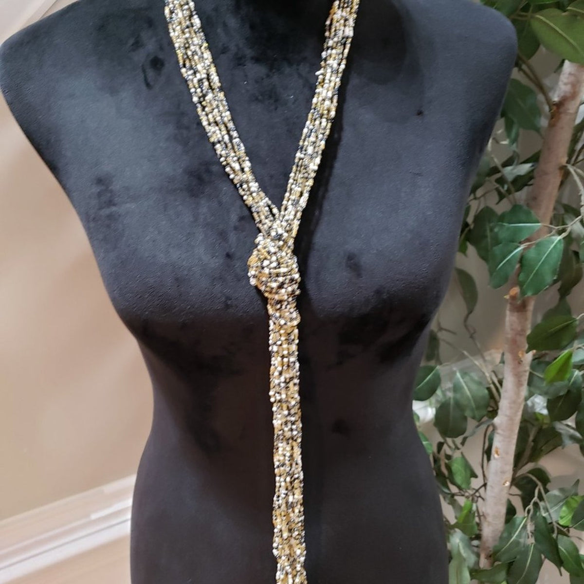 Women Fashion Alfani Tri Color Multi Strand Rope Knot Mixed Long Collar Necklace