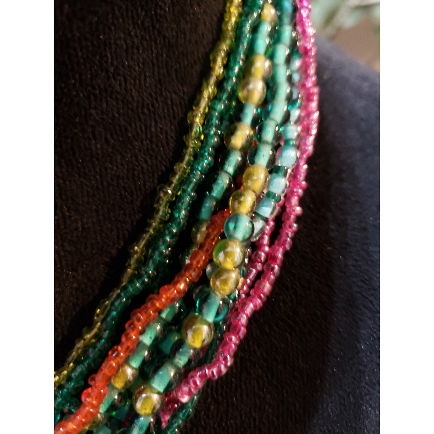 Multicolor Beaded Layered Necklace Boho Statement Jewelry for Women