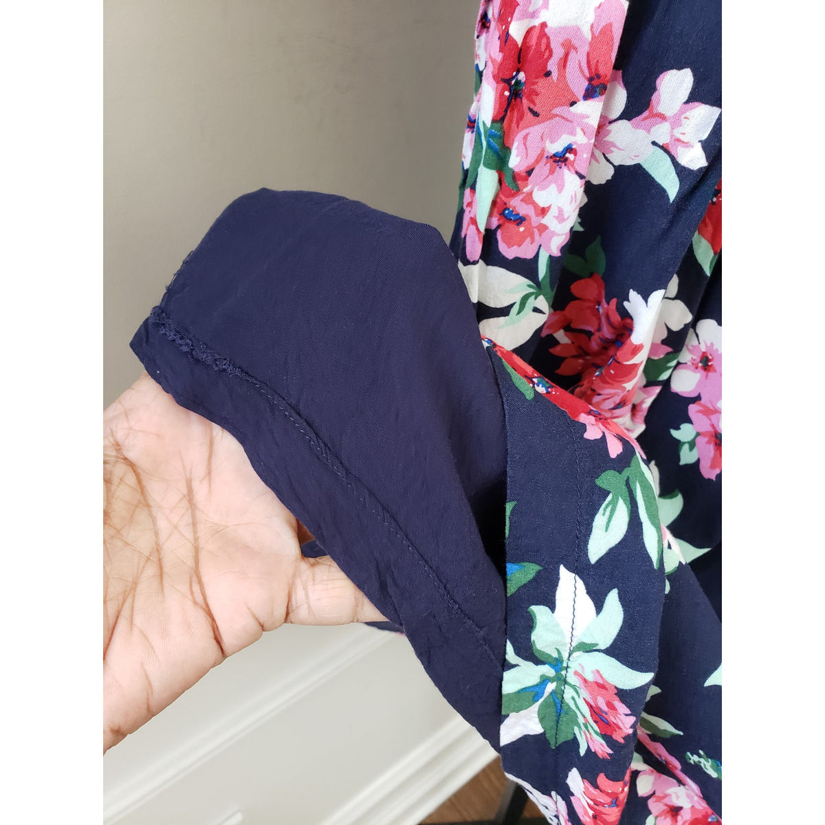 Jojo Maman Bebe Maternity Dress Womens Blue Floral Wrap V Neck Pleated Comfort M