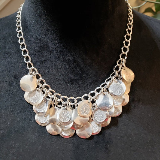 Womens Fashion Gold Tone Circle Disc Bib Necklace Jewelry with Lobster Clasp