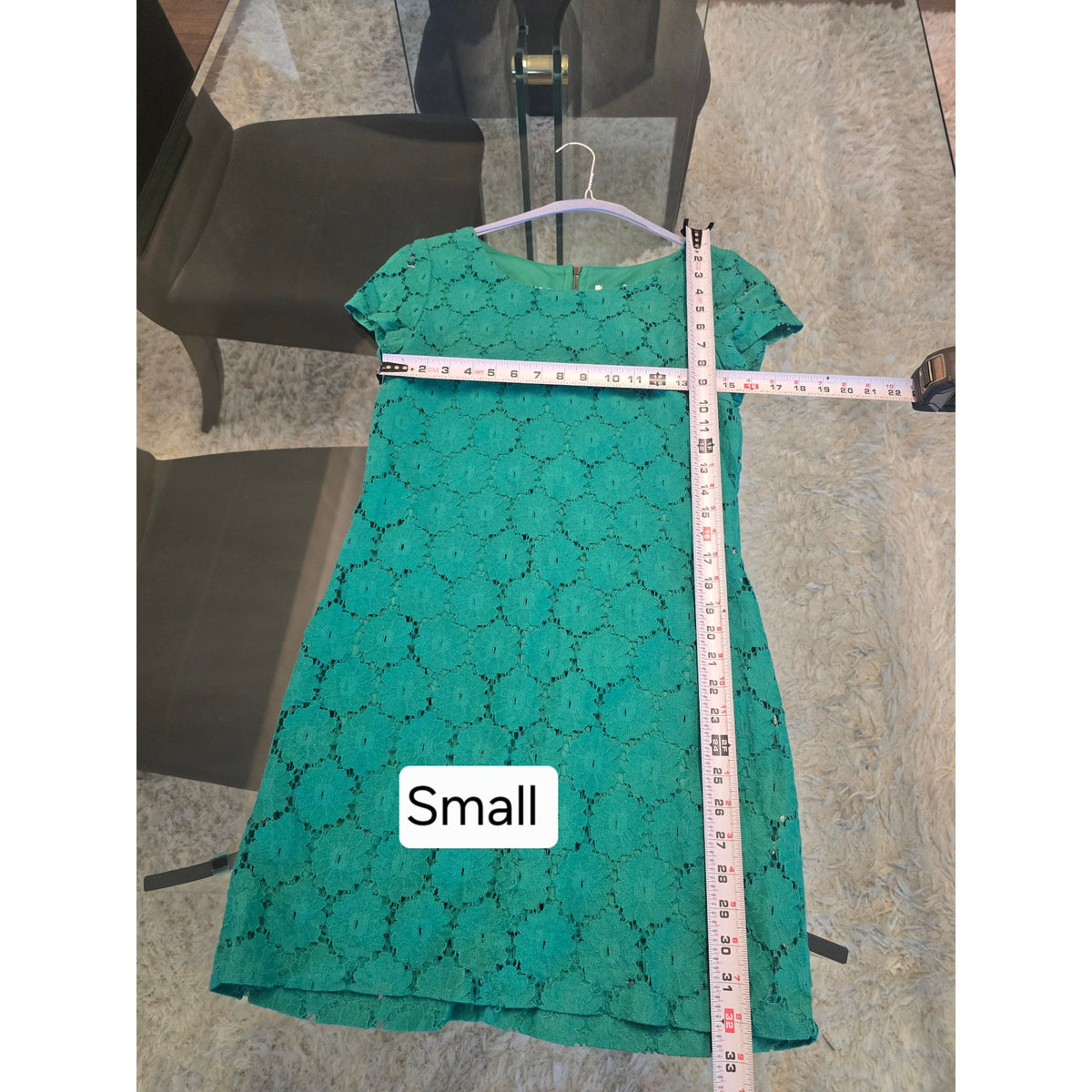 Sheath Dress Women Chest Small Emerald Green Floral Lace Back Zipper Cap Sleeves